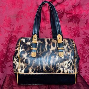 Calvin Klein Leather/Patent Leather Leopard‎ Cheetah print bag
